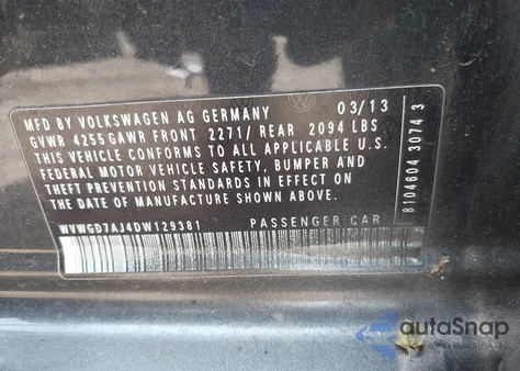 2013 Volkswagen Gti Drivers Edition из США, поврежденный, VIN WVWGD7AJ4DW129381